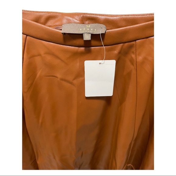 Space Style Concept Vegan Leather Brown Midi Skirt Size Small NWOT - Picture 5 of 5